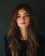 Fototapeta premium a portrait of young lady model posing in a studio