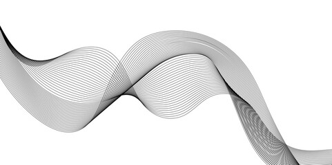 Abstract dynamic black color wave geometric lines, gradient transparent tech wave curve creative technology flowing geometric line patterns, Wavy Lines Minimalist Vector Illustration.