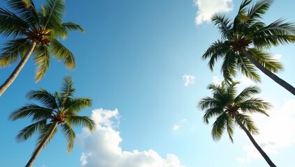 Low angle view of palm trees against sky, sky background, Palm background