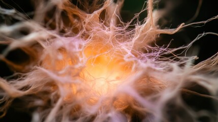 Obraz premium Abstract Colorful Fiber Structure with Glowing Effect in a Dark Background