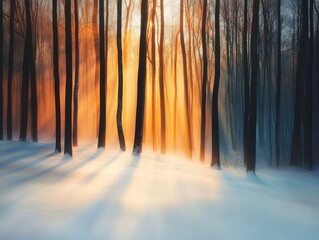 Fototapeta premium Sunrise Path in Winter Forest