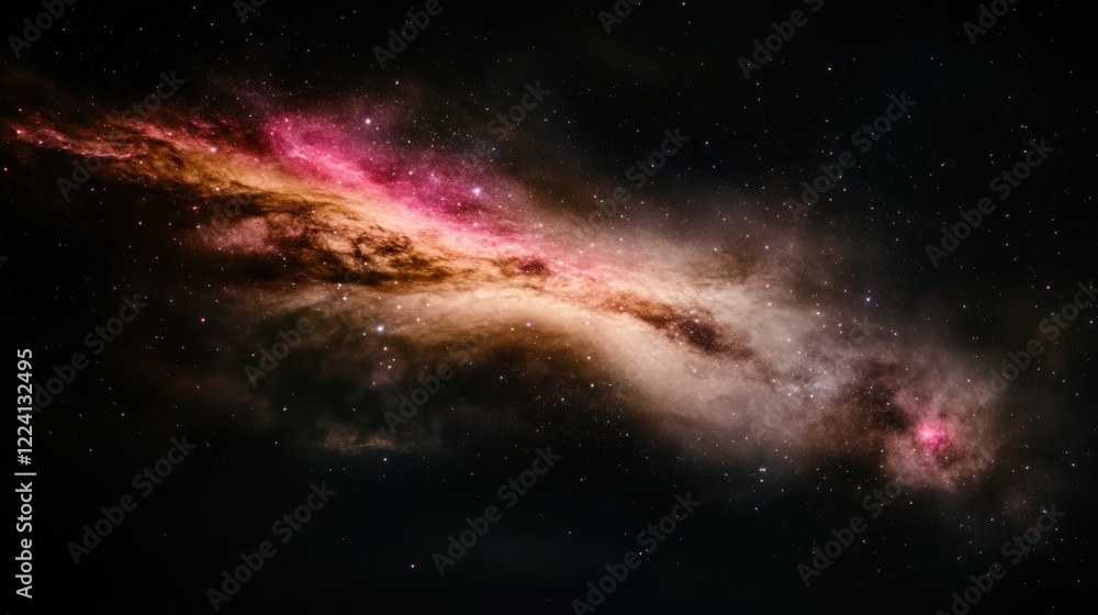 Poster stunning colorful cosmic nebula with stars floating in deep space vast universe