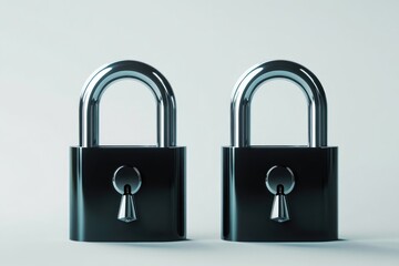 Naklejka premium Two silver locks with a keyhole in the middle