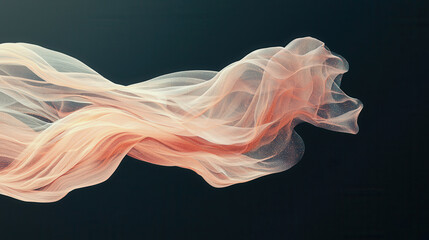 Swirling pink fabric waves flow gracefully in air, creating serene atmosphere