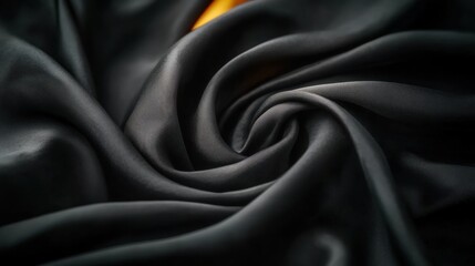 Obraz premium Dark Satin Fabric Close-Up with Soft Texture and Elegant Drapery in a Swirling Formation