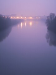 Fototapeta premium Misty River at Night
