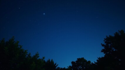 A serene summer night sky filled with bright stars, accompanied by a gentle breeze and calm atmosphere.