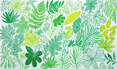 Fototapeta premium Flowers and leaves in pictures illustrator2D