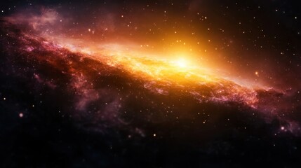 Fototapeta premium Stunning Cosmic View of a Distant Galaxy Radiating Warm Light and Celestial Colors