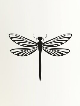 recommend clip art: A black and white drawing of a dragonfly