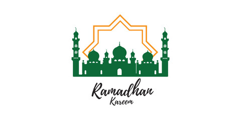 Fototapeta premium Islamic logo design and Ramadhan kareem ied fitr ied adha