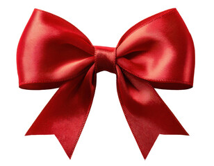 Fototapeta premium Red bow isolated on transparent on solid white background