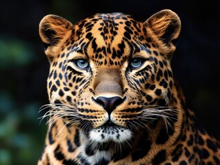 Obraz premium A leopard is staring at the camera with its mouth open