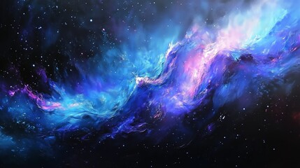 Fototapeta premium Vibrant Cosmic Nebula with Deep Blue and Purple Hues - made with Generative AI