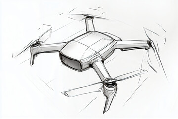 Delivery drone design. soft shape minimalist drone. white background. industrial design sketch. 