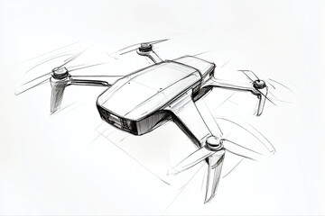 Delivery drone design. soft shape minimalist drone. white background. industrial design sketch. 