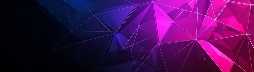 Fototapeta premium A vibrant abstract design featuring geometric shapes and a gradient blend of blue and pink hues against a dark background.
