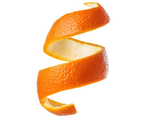 Spiral orange peel twist isolated on solid white background