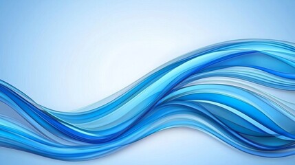 Obraz premium A smooth, wavy design in various shades of blue against a light background, evoking feelings of calm and tranquility.