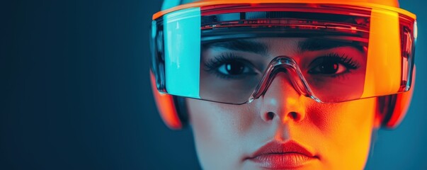 Innovative technology wearable action futuristic lab portrait high-tech environment close-up personal insight