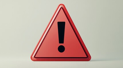 A modern 3D triangle warning sign with bold black exclamation icon, rendered in a clean cartoon style, floating on a white background
