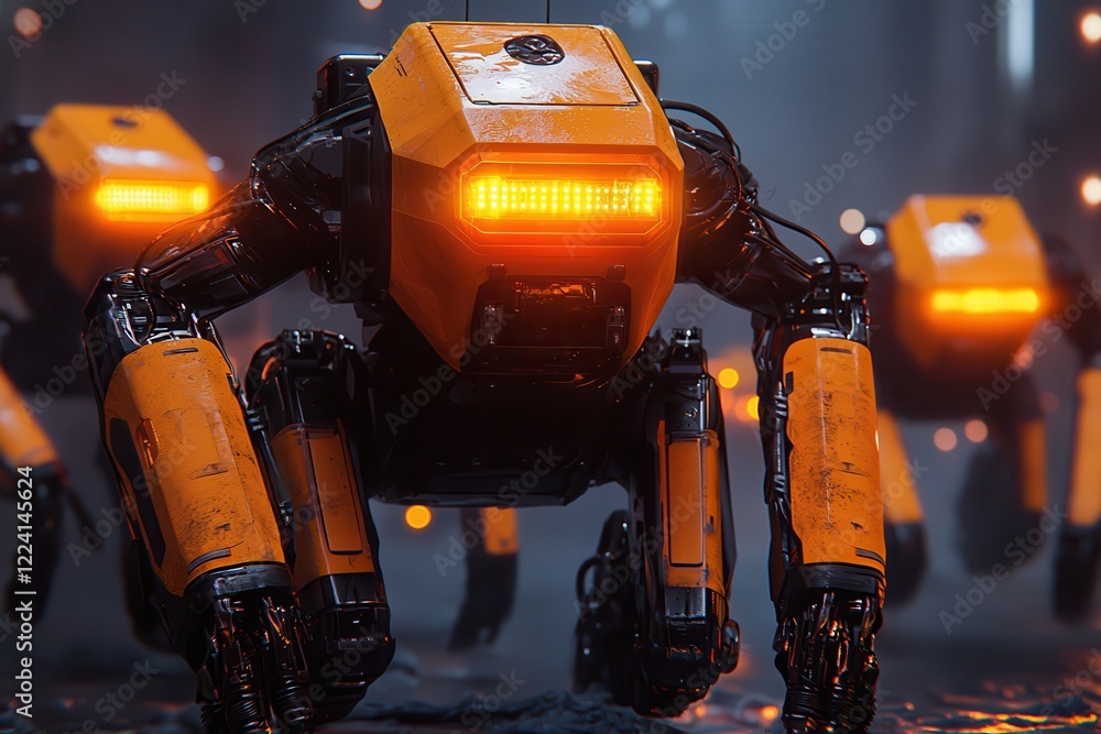 Poster robotic exploration mission futuristic lab digital art sci-fi environment close-up view advanced tec