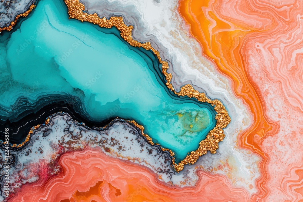Poster fluid abstract art creation studio digital artwork colorful swirl patterns aerial view modern design