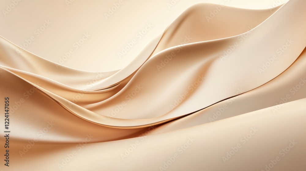 Poster a clean abstract 3d metal curve background with flowing ribbons and soft reflections in a minimalist