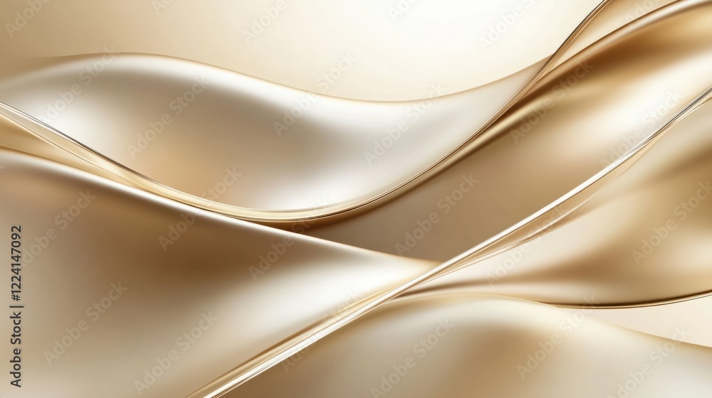 Poster a clean abstract 3d metal curve background with flowing ribbons and soft reflections in a minimalist