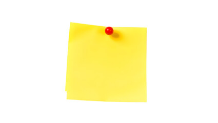 Isolated Yellow Sticky Note with Red Pin Png