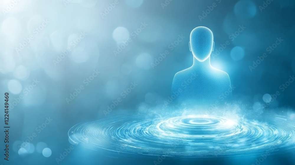 Poster immerse yourself in the tranquility of water ripples. serene and meditative image with a person in t