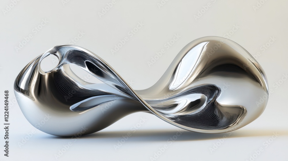Aufkleber a layered metallic curve design with a high-gloss finish, rendered in silver and black for a bold 3d