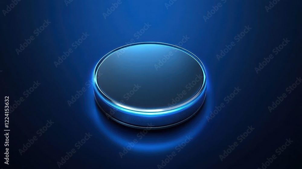 Aufkleber vivid blue button on dark background, a simple of elegant design element for modern interfaces