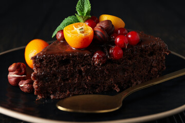 Chocolate cake - concept of delicious and tasty dessert