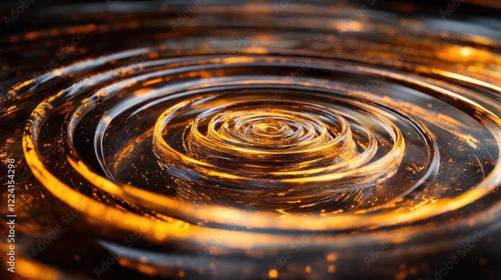 Poster Abstract visualization of gravity and magnetic forces with concentric circles and rippling waves, creating an intricate pattern in a dark void