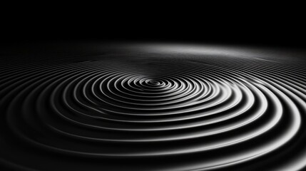 Abstract visualization of gravity and magnetic forces with concentric circles and rippling waves, creating an intricate pattern in a dark void