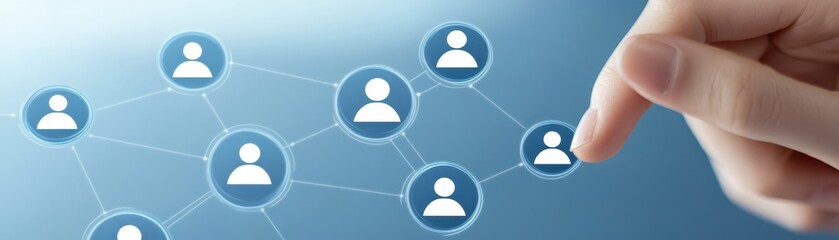 Connecting through touch, a hand navigating the dynamic landscape of social media networks