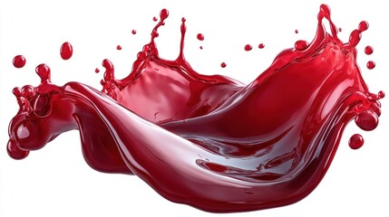 Red liquid splash, white background, advertising