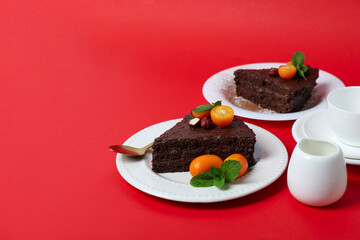 Chocolate cake - concept of delicious and tasty dessert
