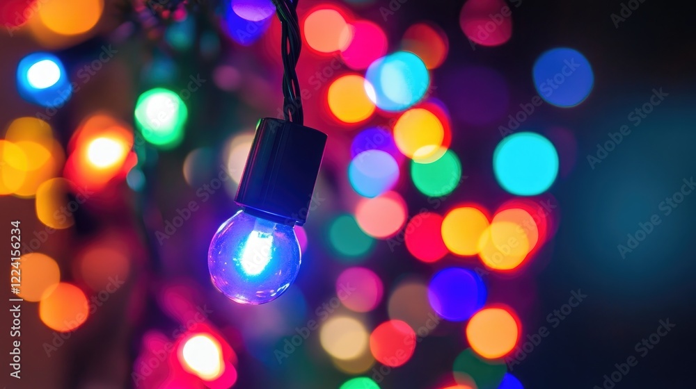 Poster bright multicolor led lights illuminating a dark room, creating a vibrant, dynamic ambiance with a s
