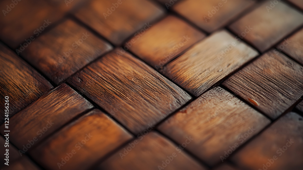 Poster closeup of wooden woven texture with natural rustic patterns and tones : generative ai