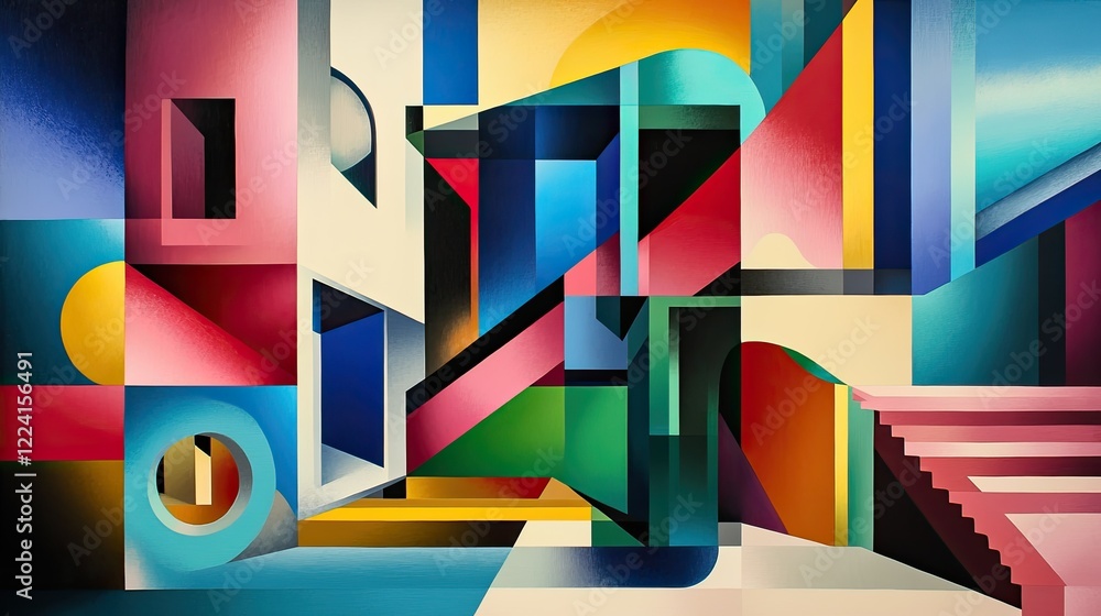 Aufkleber bold and artistic geometric design, sleek abstract elements creating depth.