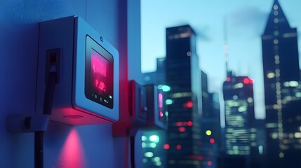 Peak energy load management system at work, with sensors and smart meters monitoring and controlling energy usage across a modern city