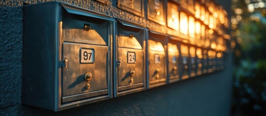 Sunset mailboxes apartment wall