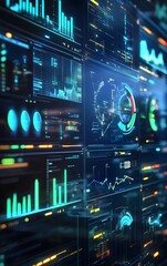 Fototapeta premium A futuristic dashboard forecasting peak electricity usage, with predictive models helping optimize energy production and distribution