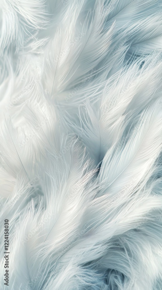 Poster macro shot of puffin down feathers soft gray and white tones nature delicate texture close-up view w