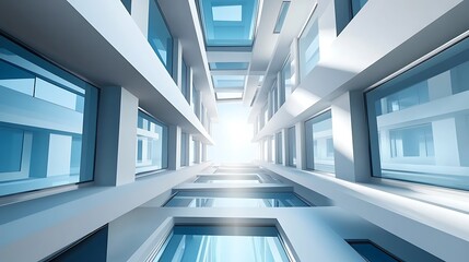 Obraz premium Modern building atrium architectural design showcasing glass and light