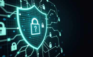 Obraz premium A shield and padlock symbolizing robust protection against computer viruses, ensuring secure and safe digital experiences.