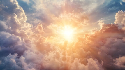 Fototapeta premium Spectacular Sunrise Through Majestic Clouds Displaying Vibrant Colors and Natural Beauty : Generative AI