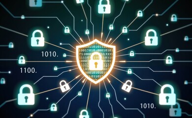 A shield and padlock symbolizing robust protection against computer viruses, ensuring secure and safe digital experiences.